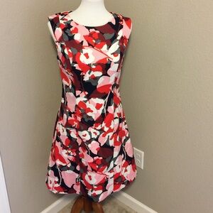 The Limited Red and Pink Floral Dress 4 Tall